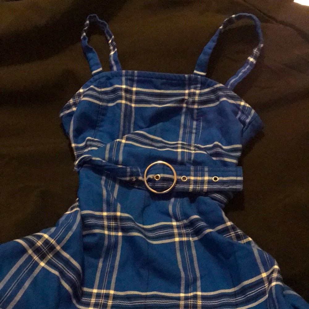 Blue and white dress